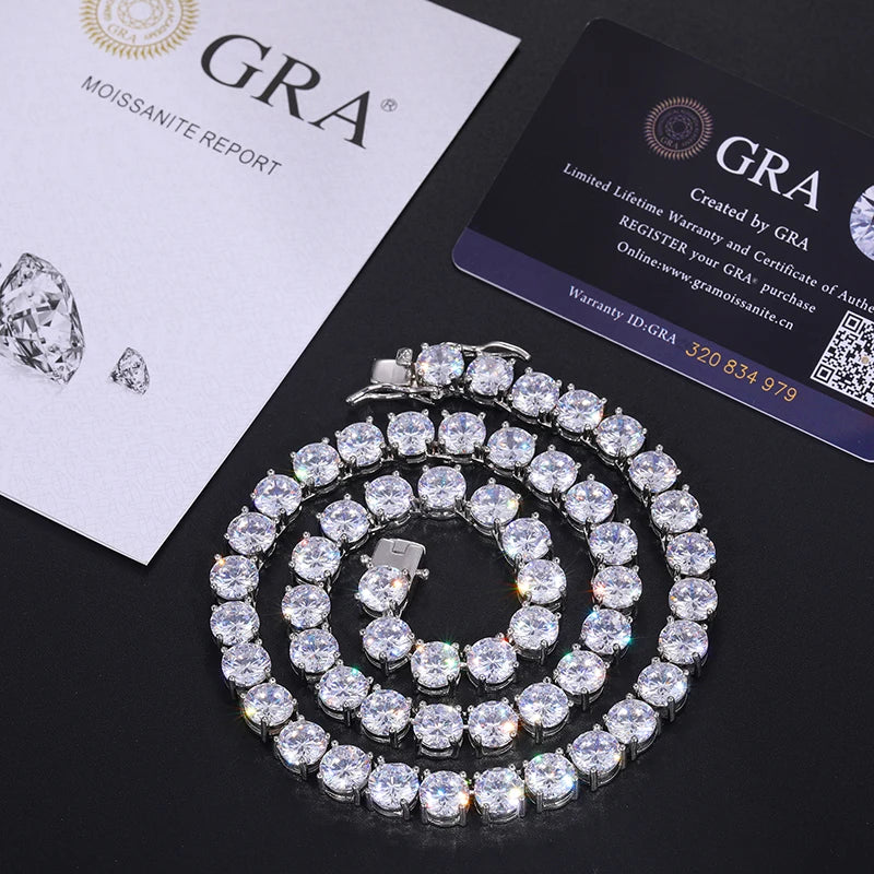8mm-10mm High-Quality VVS1 Moissanite Tennis Necklace