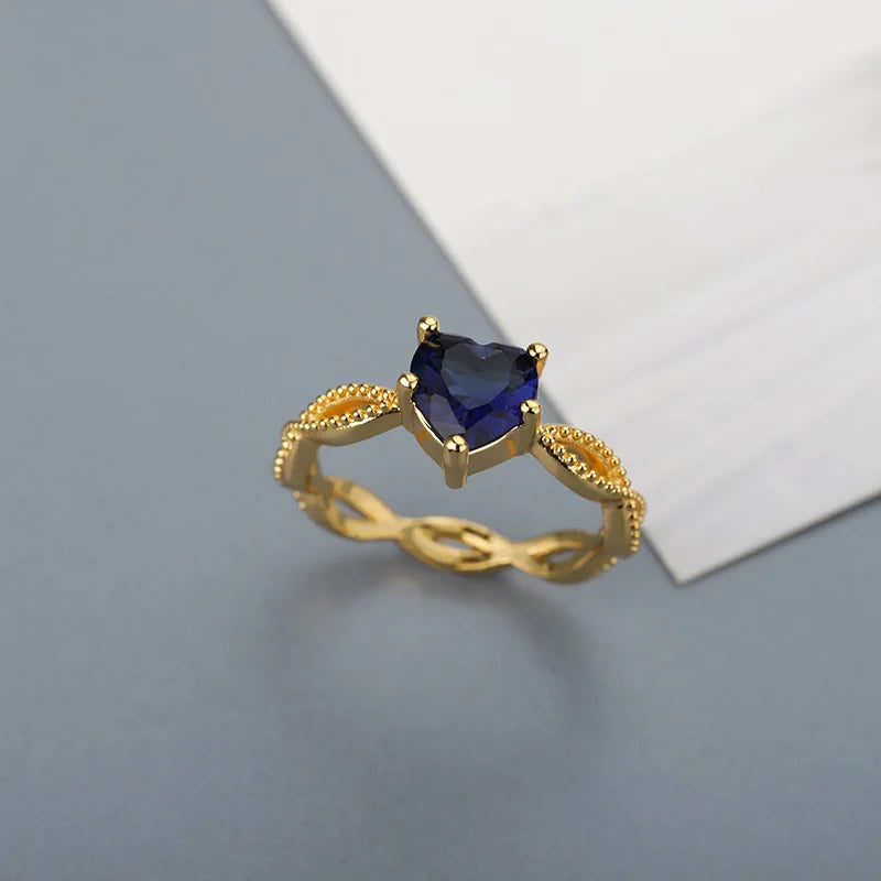 Heart Blue Zircon Women's Ring