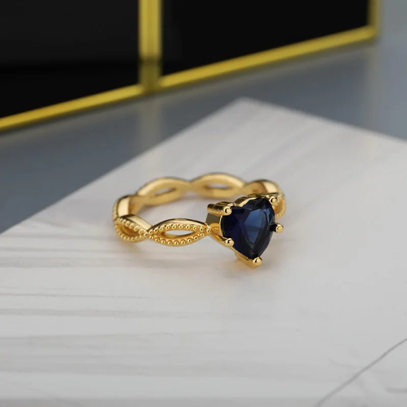 Heart Blue Zircon Women's Ring