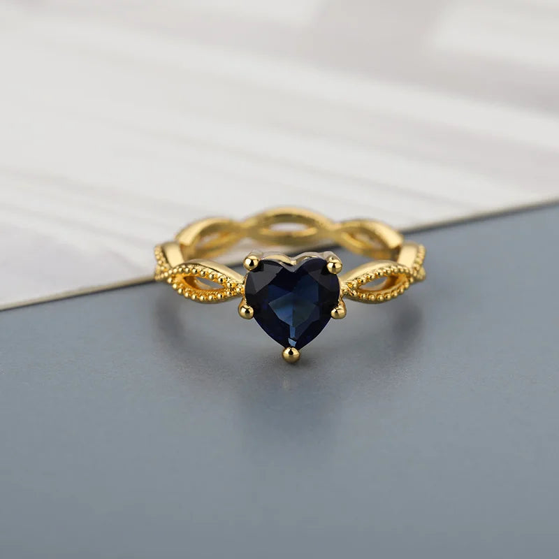 Heart Blue Zircon Women's Ring