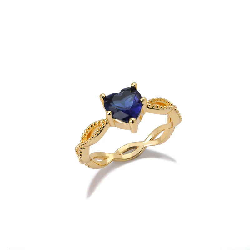Heart Blue Zircon Women's Ring