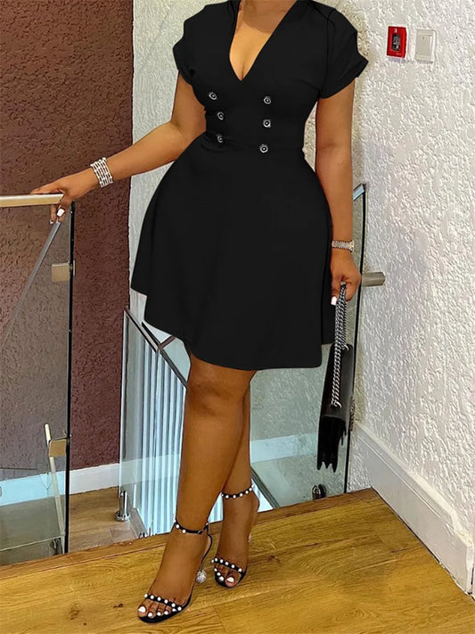 Women Plus Size Dress Floral Print Ruffle Sleeve