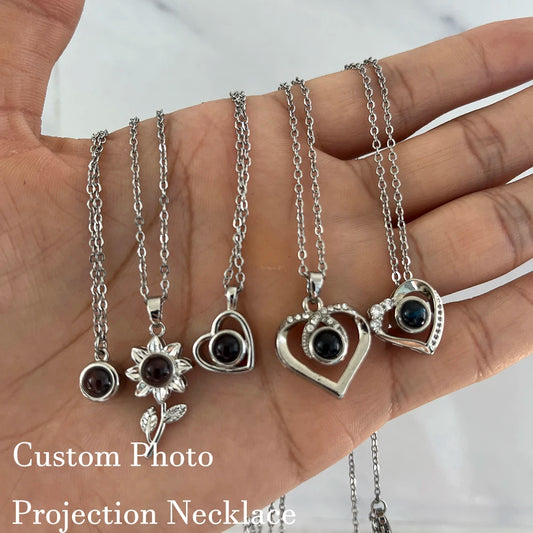 Custom Photo Projection Necklace Stainless Steel Chain