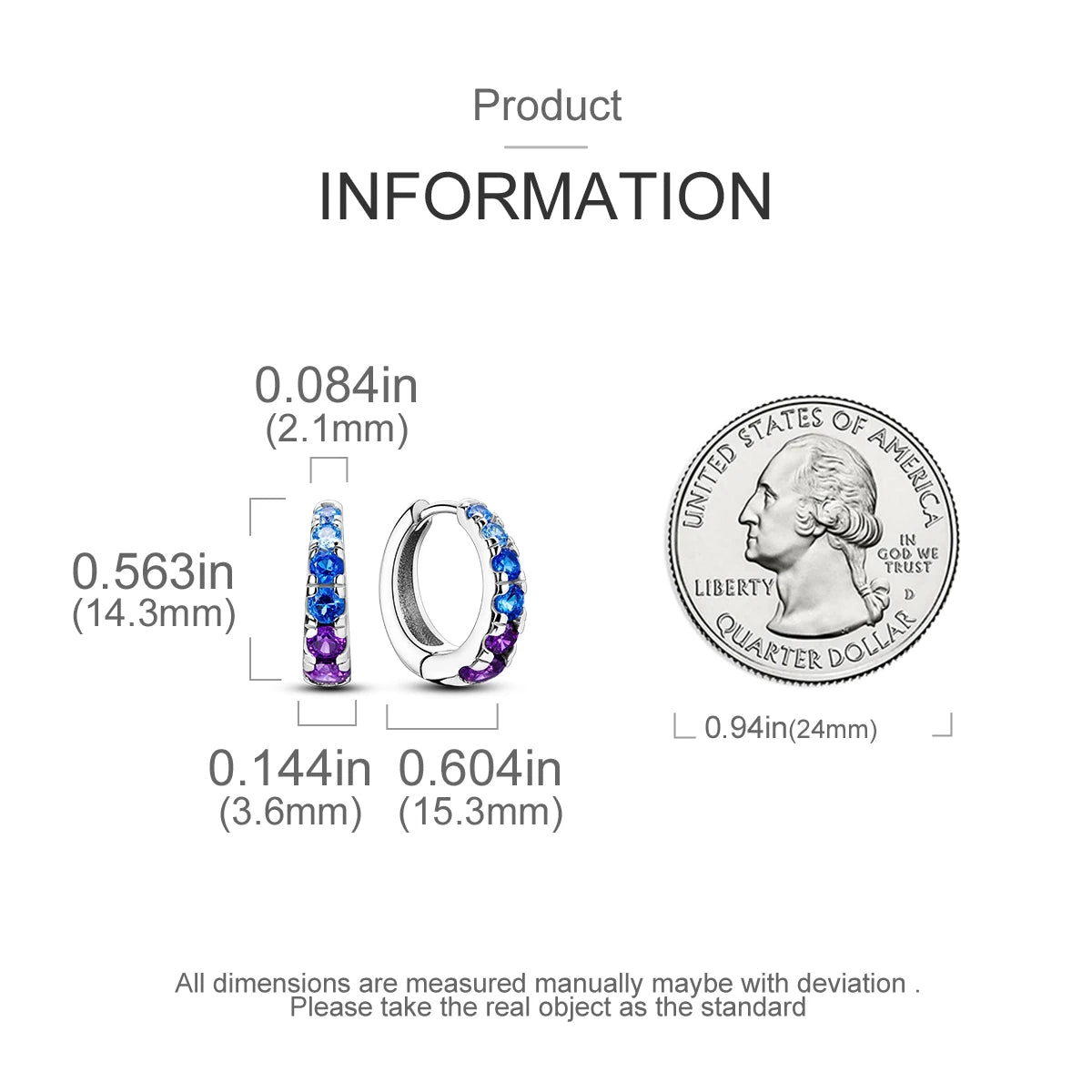 CYCUFF 925 Sterling Silver Night Sky Blue Purple Gemstone Hoop Earrings