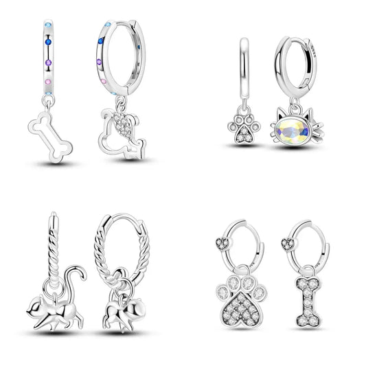 Sterling Silver S925 Puppy Bone AB Earrings