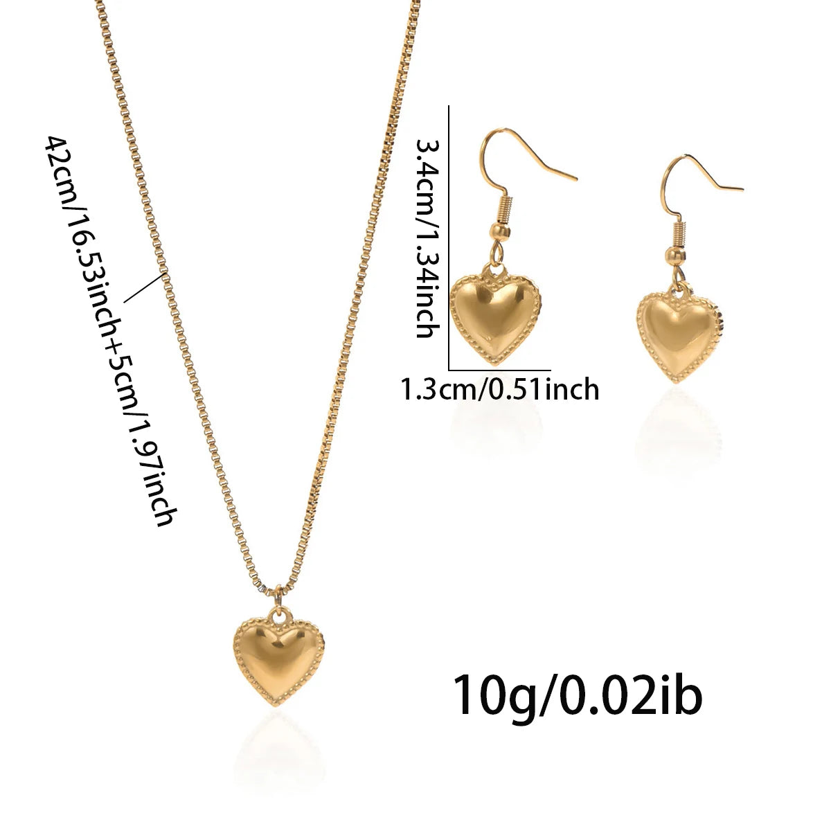 Lxalry 18K Gold Plated Symmetrical Heart Set
