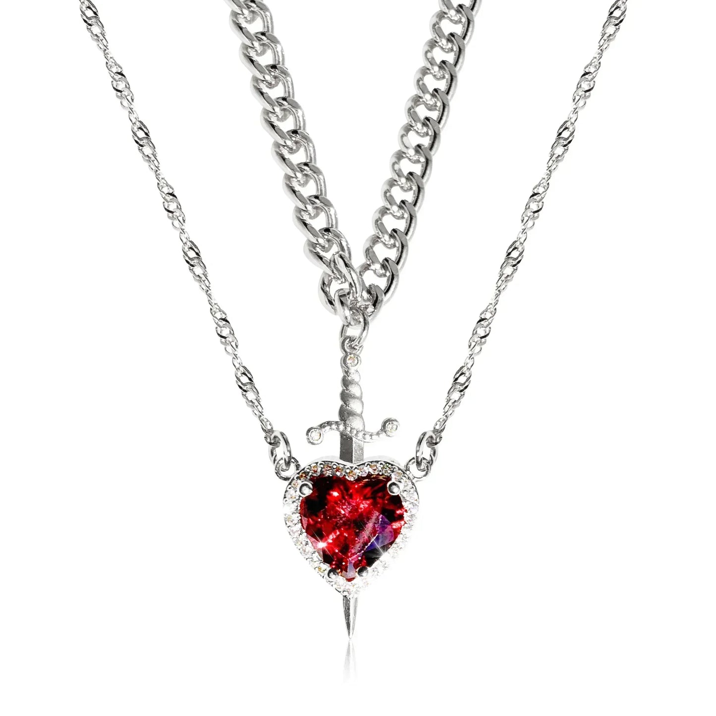 Heart and Sword Necklace - Couple Necklaces