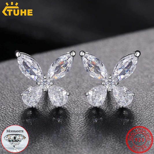 Original Luxury Butterfly Stud Earrings Silver 925