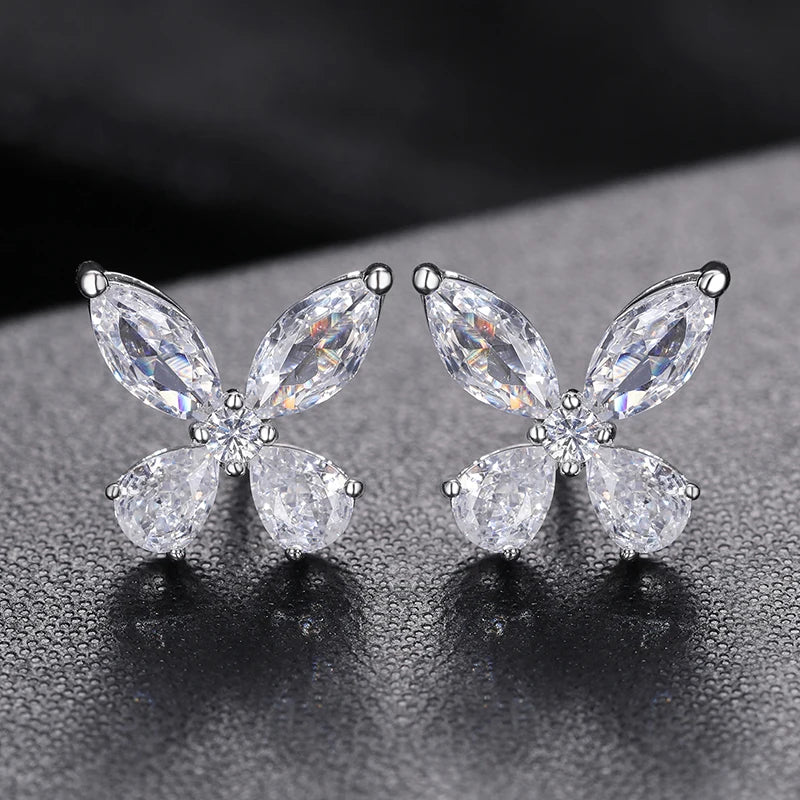 Original Luxury Butterfly Stud Earrings Silver 925
