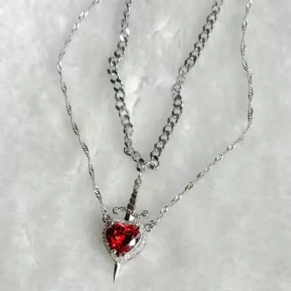 Heart and Sword Necklace - Couple Necklaces