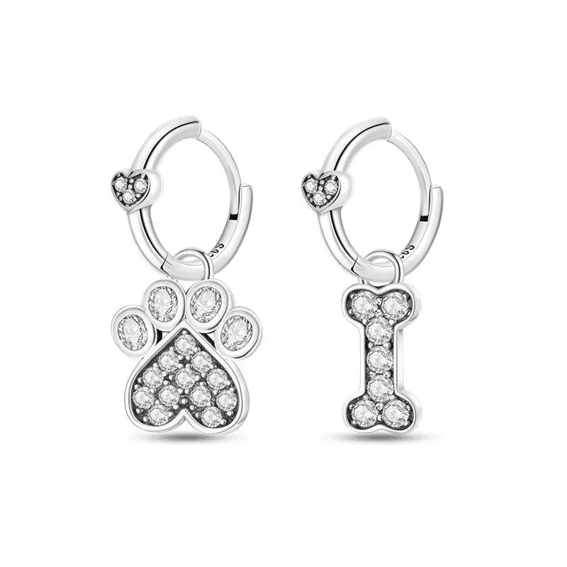 Sterling Silver S925 Puppy Bone AB Earrings