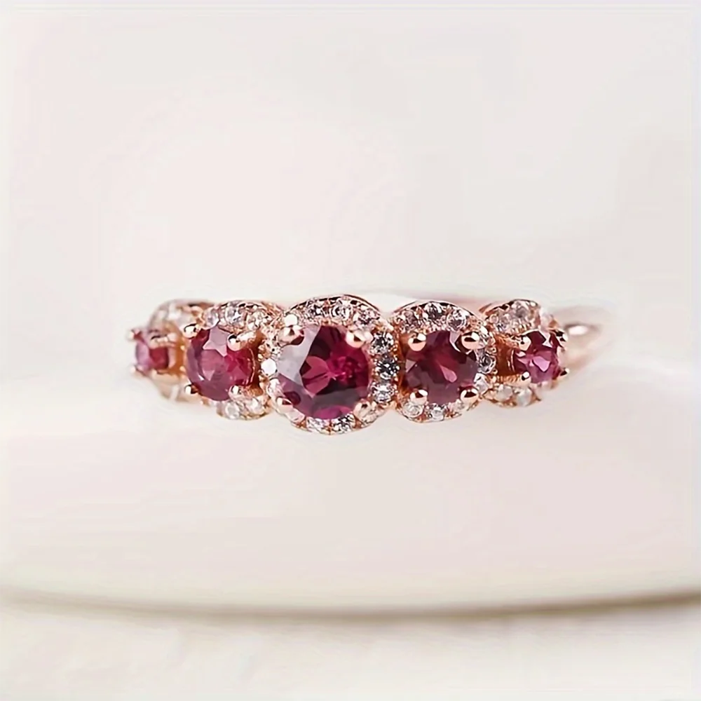 Vintage Purple Cubic Zircon Ring for Women