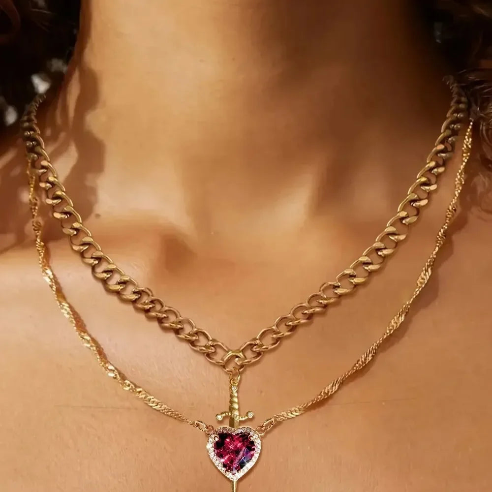 Heart and Sword Necklace - Couple Necklaces