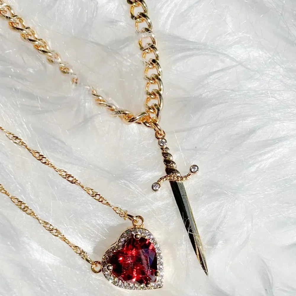 Heart and Sword Necklace - Couple Necklaces
