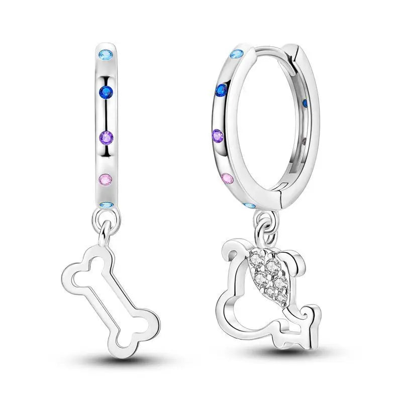 Sterling Silver S925 Puppy Bone AB Earrings