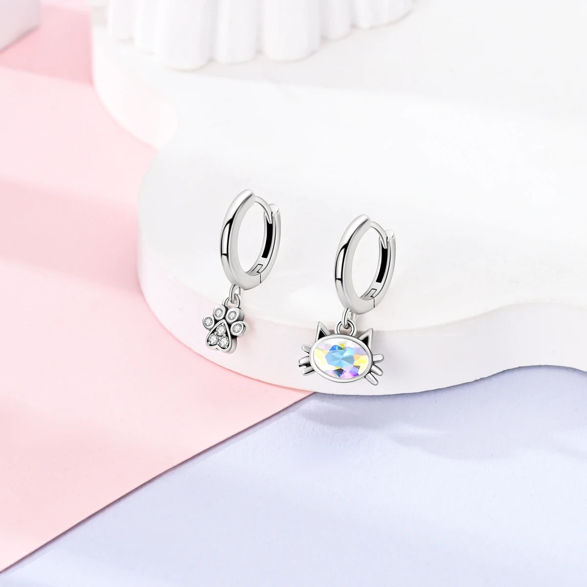 Sterling Silver S925 Puppy Bone AB Earrings