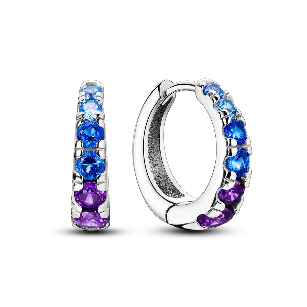CYCUFF 925 Sterling Silver Night Sky Blue Purple Gemstone Hoop Earrings