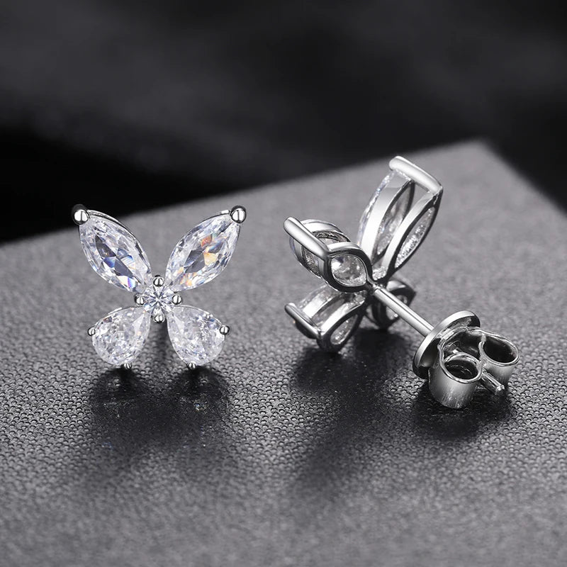 Original Luxury Butterfly Stud Earrings Silver 925