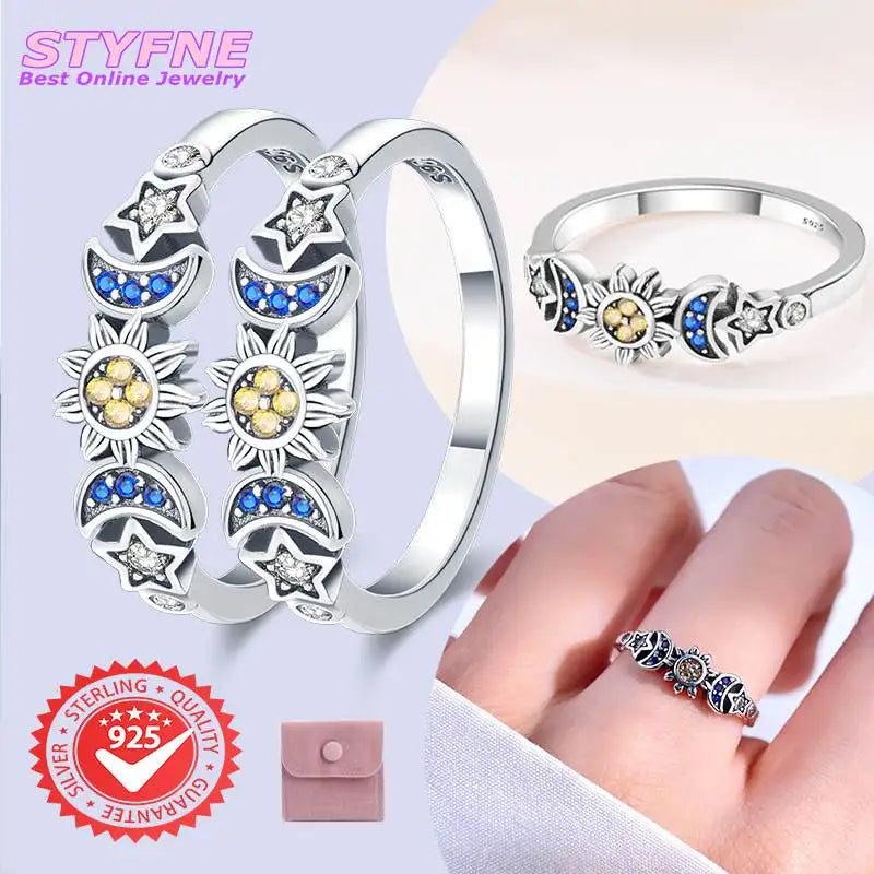 Women 925 Sterling Silver Universe Rings