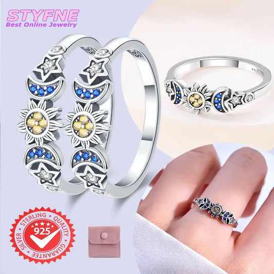 Women 925 Sterling Silver Universe Rings