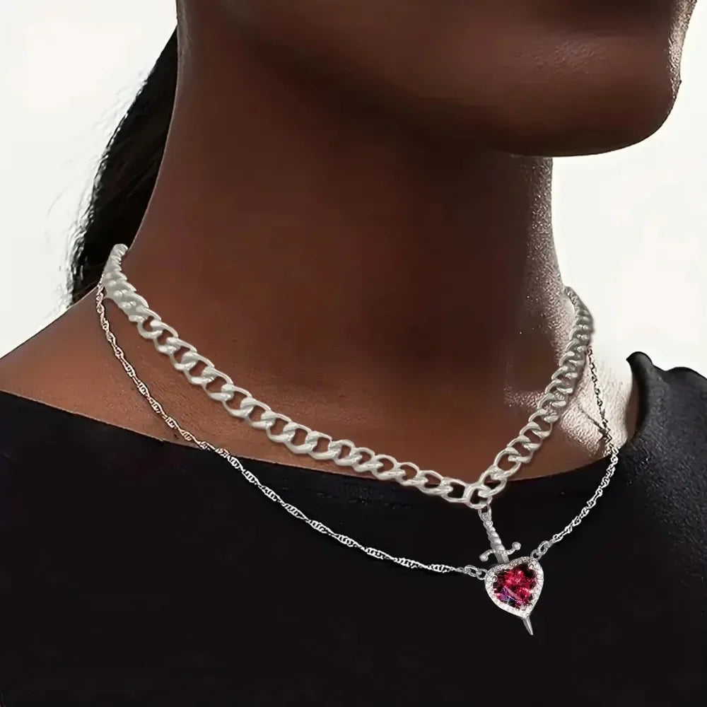 Heart and Sword Necklace - Couple Necklaces