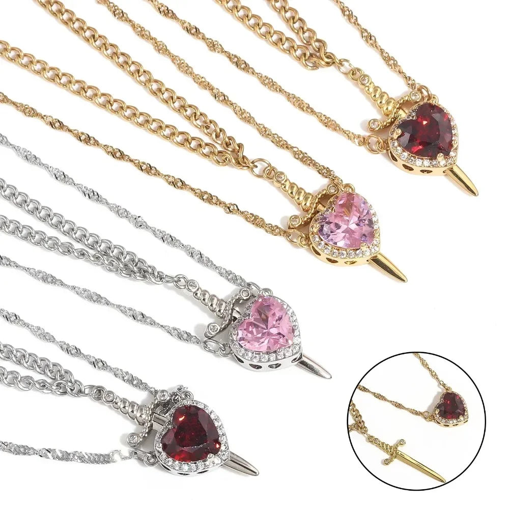 Heart and Sword Necklace - Couple Necklaces
