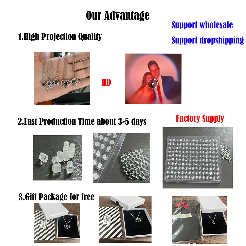 Custom Photo Projection Necklace Stainless Steel Chain