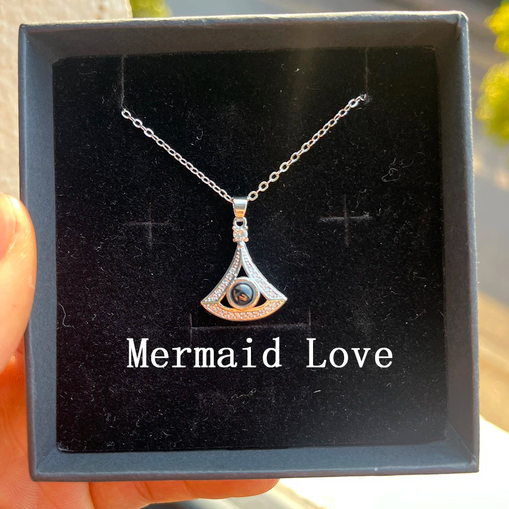 Custom Photo Projection Necklace Stainless Steel Chain