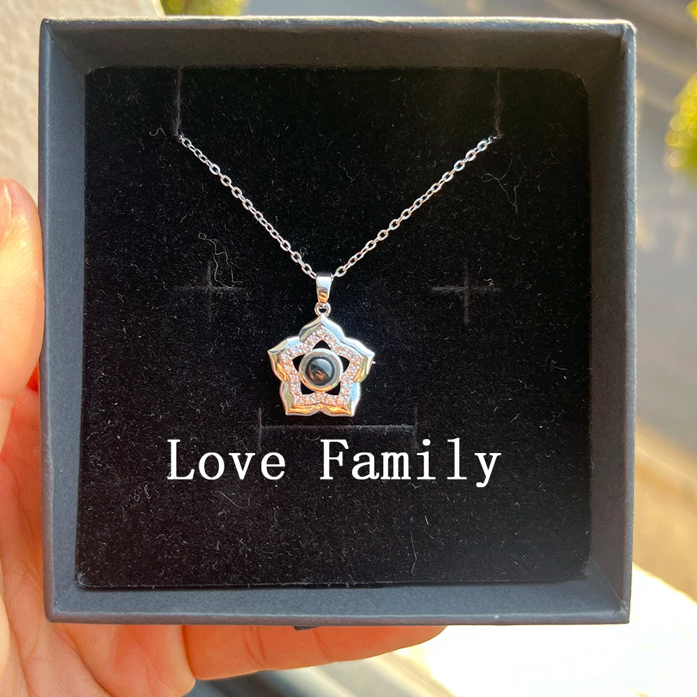 Custom Photo Projection Necklace Stainless Steel Chain